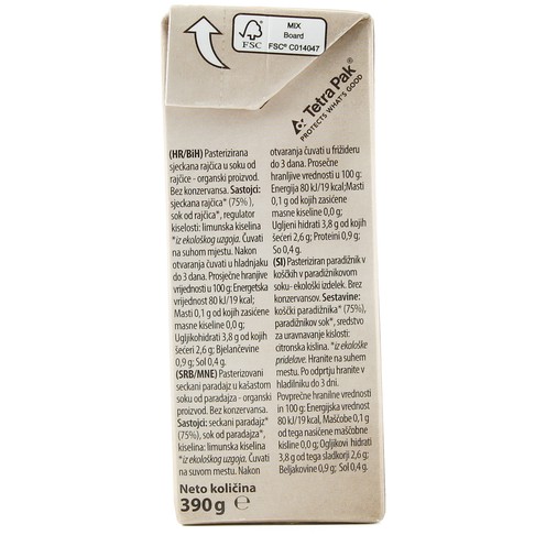 Bio sjeckana rajčica 390 g