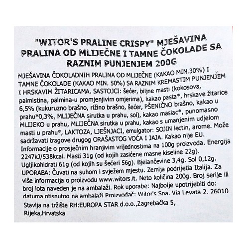 Praline Crispy Witor's 200 g 