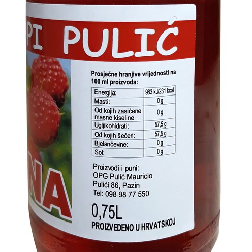 Domaći sirup od maline 0,75 l