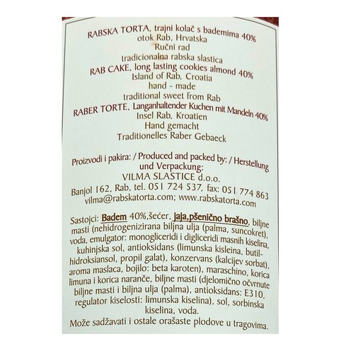 Rapska torta E.A. bar 200 g