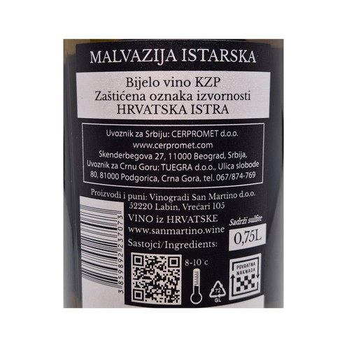 Malvazija Superiore San Martino 0,75 l