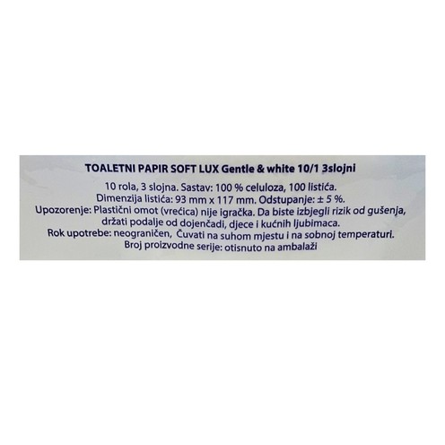 Softlux Gentle&White Toilettenpapier 10/1 3-lagig