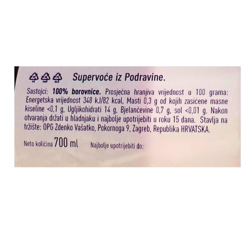 Sok od borovnica ''Volim borovnice'' 700 ml