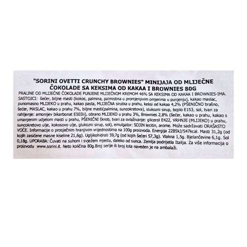 Mini chocolate eggs Biscuits Crunchy Brownies Sorini 80 g