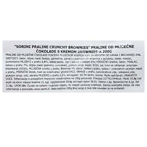 Pralinen Crunchy brownies Sorini 200 g 
