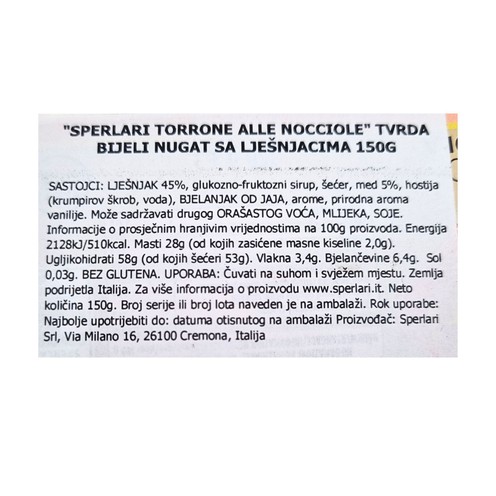 Torrone alla nocciola Sperlari 150 g