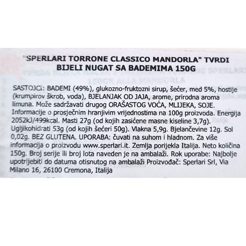 Torrone classico alla mandorla Sperlari 150 g