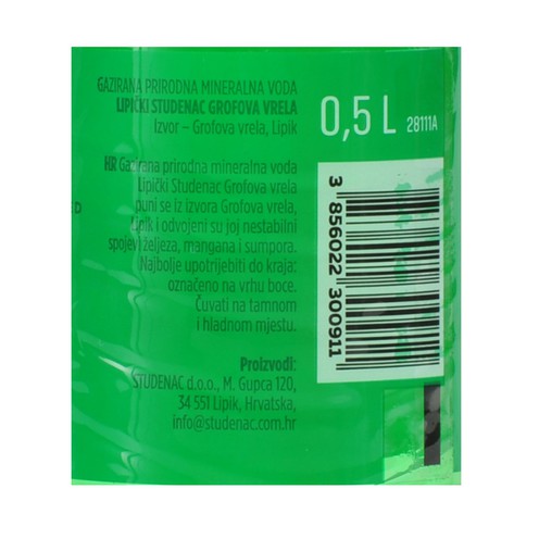 Carbonated natural mineral water Studenac 0,5 l