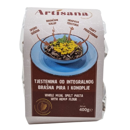 Whole meal spelt and hemp flour pasta 400 g