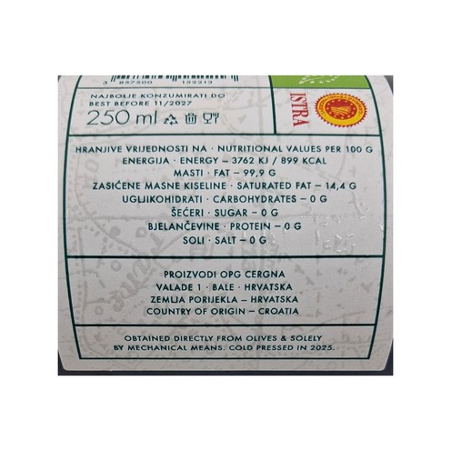 Extra natives Olivenöl Buža Bio Perdisacca 0,25 l