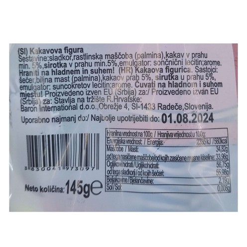 Čokoladni zečić i čokoladna jaja u vrećici 145 g