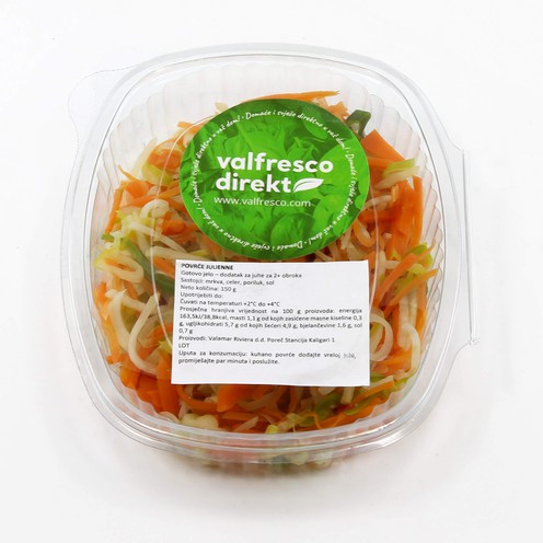 Cooked julienne vegetables - for addition to soup for 2 persons (150 g)