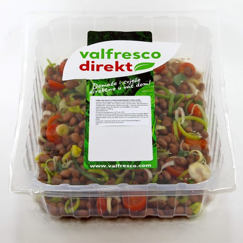 Fažol na salatu s mini pomidorom i porilukom za 4 osobe (1 kg)