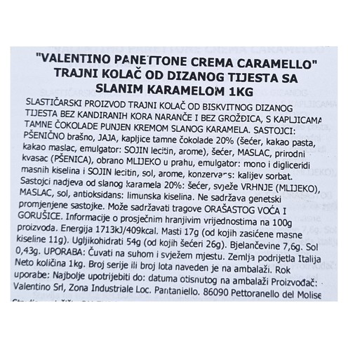 Panettone con crema al caramello e goccie di cioccolato Valentino 1 kg