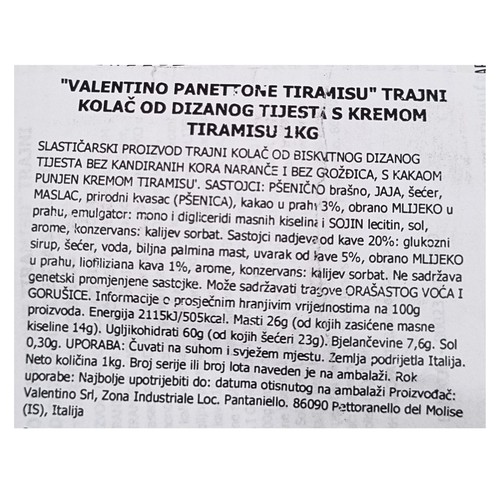 Panettone con crema al tiramisù Valentino 1 kg