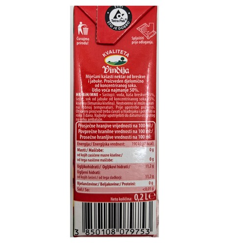 Vindi Pfirsich-Apfelsaft 0,2 l