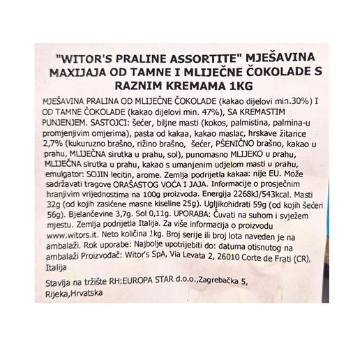 Mix of maxi chocolate eggs with different fillings Sonetti Witor's 1 kg