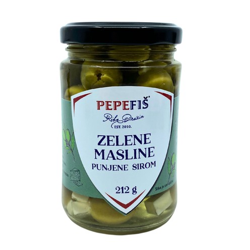 Grüne Oliven gefüllt mit Käse Pepefiš 212 ml